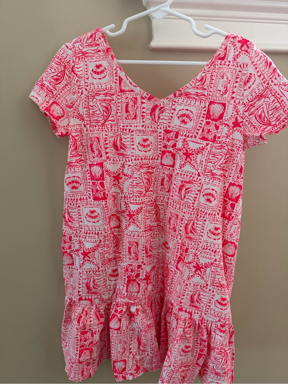 Lilly Pulitzer Girls Pink and White Seashell Print Swim Coverup/Dress